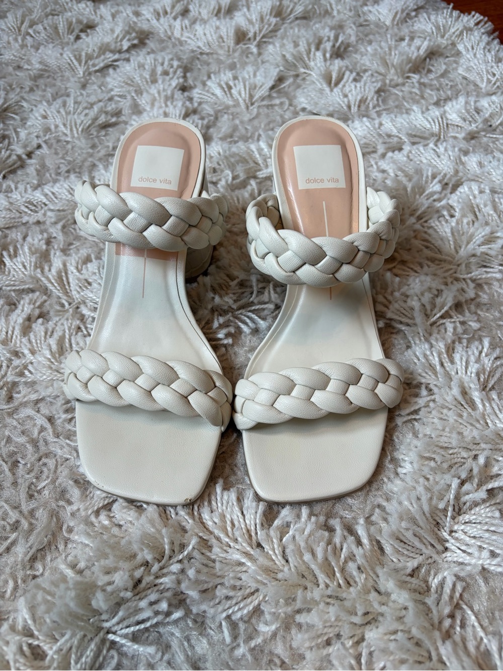 Dolce Vita Ivory Braided Double-Strap Slide Heels